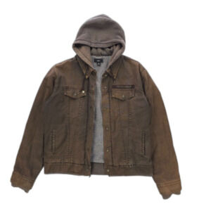 OBEY 90s Hooded Sherpa Trucker Denim Jacket Y2k Grunge Streetwear Workwear Urban